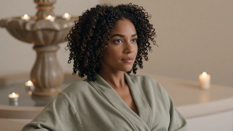 Woman doctor relaxing at a luxury spa, enjoying a peaceful moment of self-care