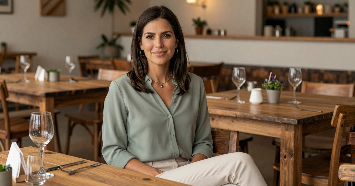 Female gastroenterologist dining at a farm-to-table restaurant after work