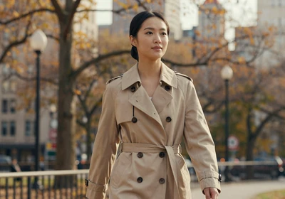 Woman doctor taking a peaceful walk through an autumn park